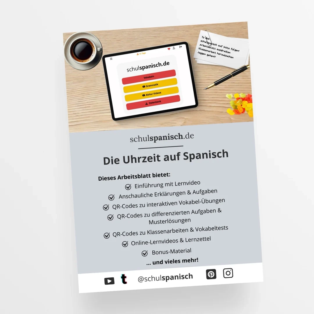 Spanisch Übungen Uhrzeit Arbeitsblätter