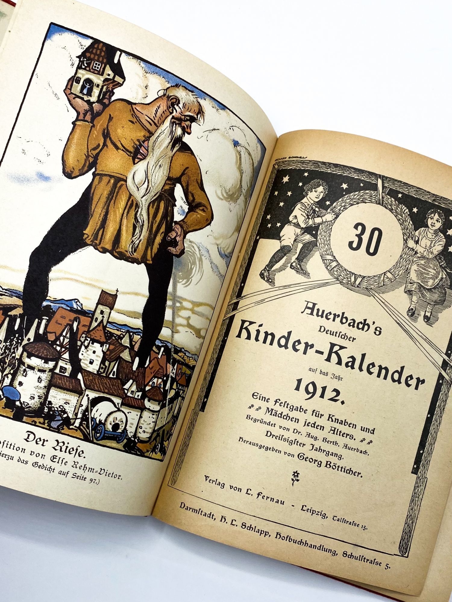 AUERBACH S DEUTSCHER KINDER KALENDER AUF BAS JAHR 1912 By Richter Max Rehm Vietor Else 1911 Georg B tticher Biblio AU