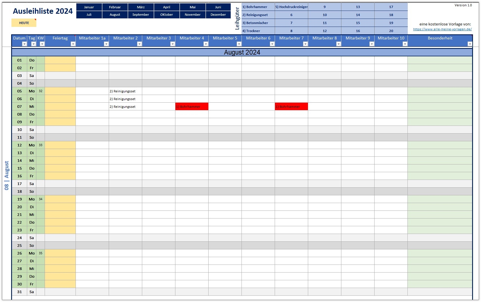 Excel Vordrucke Kostenlos