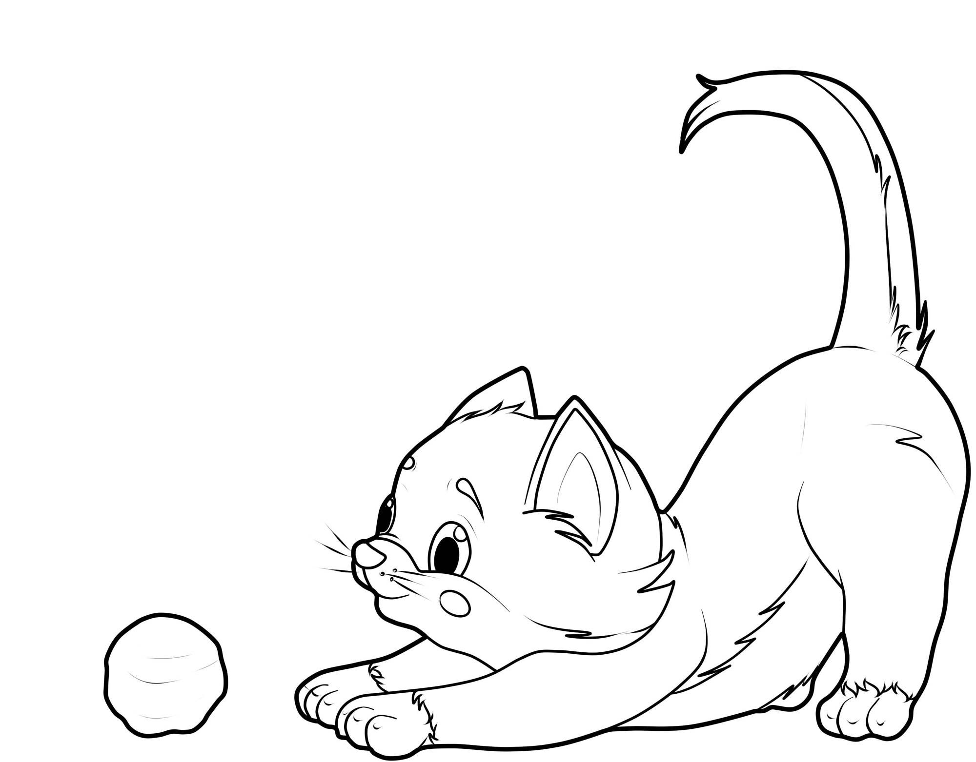 Ausmalbild 50 S e Katzen Ausmalen Katze Mit Wollkn uel Kostenlos Ausdrucken
