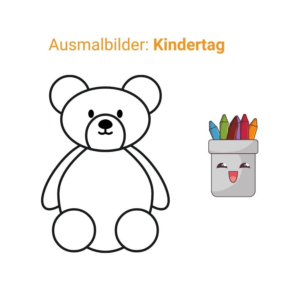 Ausmalbilder Malvorlage Kindertag Spielzeug Kinder Teddy Puppe Ausdrucken Kostenlos