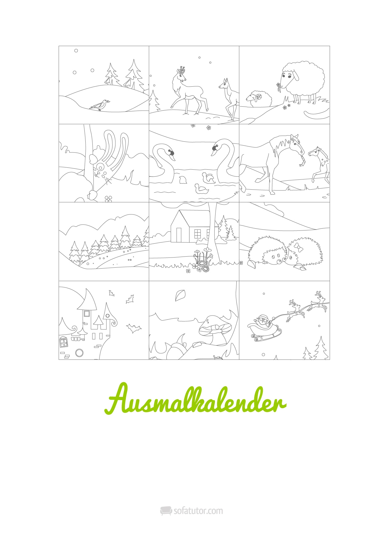 Ausmalkalenderblatt Zum Ausdrucken