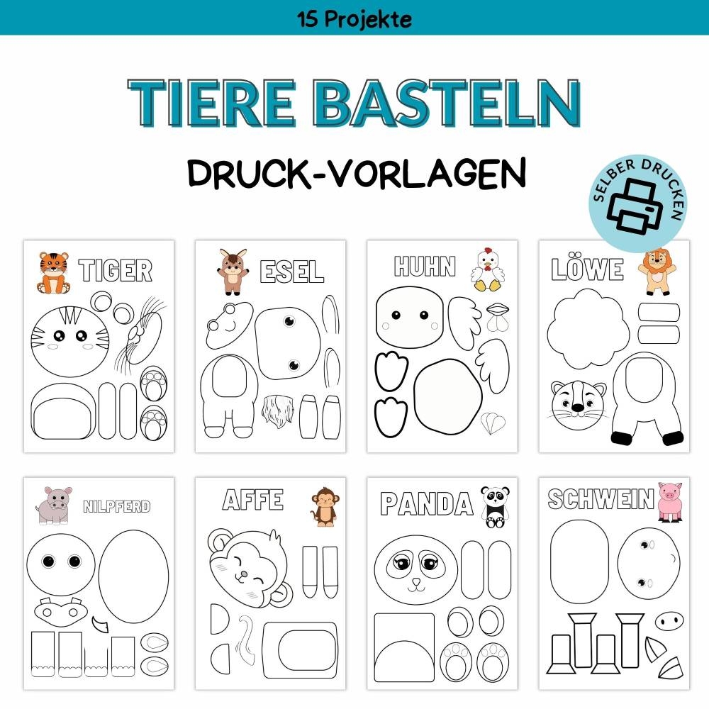 Bastelvorlage Tiere F r Kinder Druckvorlage Bastelideen Zum Selberdrucken Bastelbuch Digitaler Download Bastelvorlage Tiere F r Kinder Druckvorlage Bastelideen Zum Selberdrucken Bastelbuch Digitaler Download