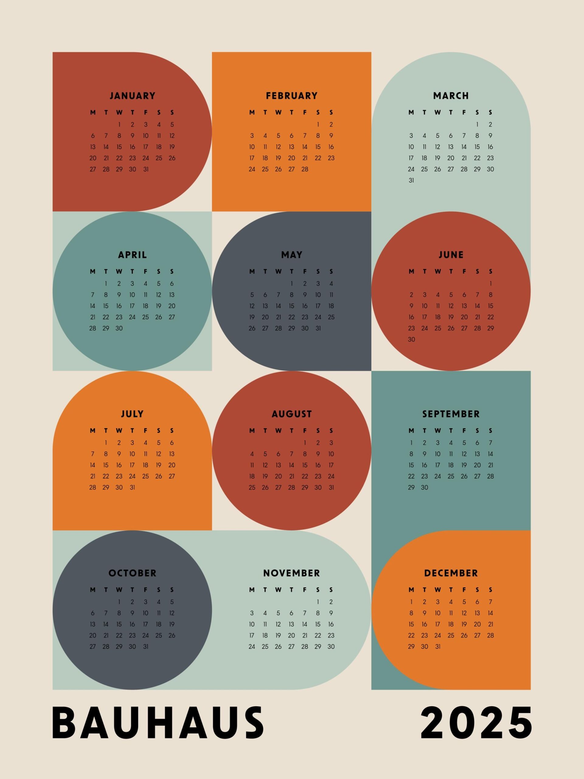 Kalender 2025 Rot