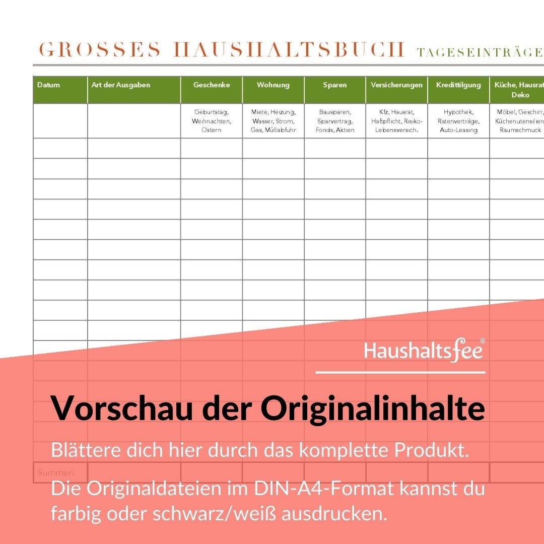 Kostenübersicht Haushaltsplan Kostenlos Offene PDF
