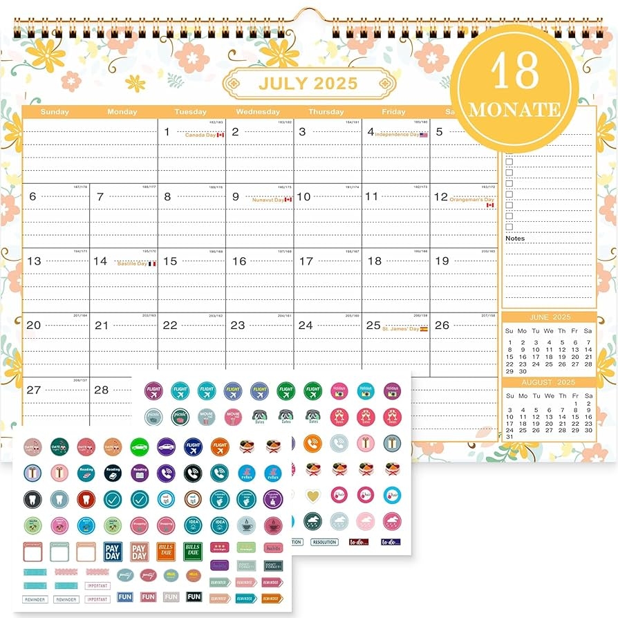 Benjia Wandkalender Kalender 2025 2026 Schuljahr A4 Blumen Tischkalender Monatskalender Juli 2025 Bis Dezember 2026 18 Monate Desk Wall Calendar Jahreskalender Mit Ferien bersicht Planer Aufklebern Amazon de B robedarf Schreibwaren