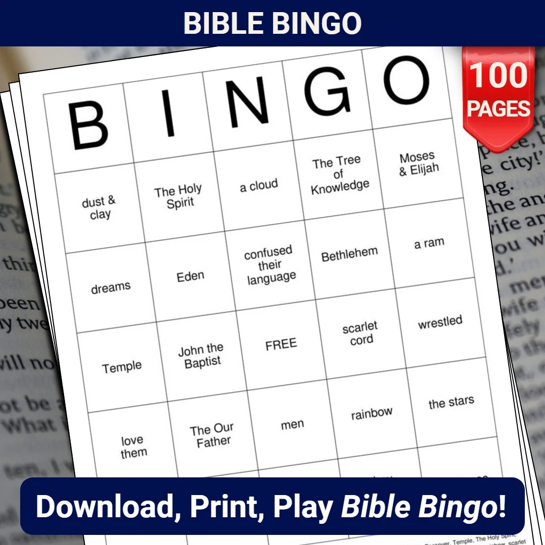 Bibel Bingo Karten 100 Seiten Zum Herunterladen Und Ausdrucken Etsy de