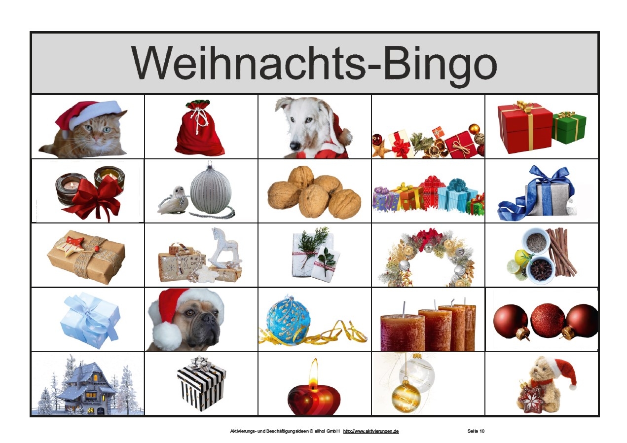 Bilderbingo Spiel F r Senioren Mit Weihnachtlichen Bildern