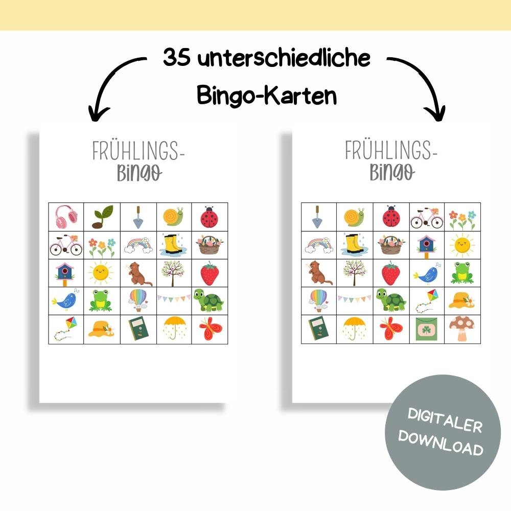 Bingo F r Den Fr hling Druckvorlage Fr hlingsbingo Zum Selberdrucken Lotto Zum Ausdrucken Digitaler Download