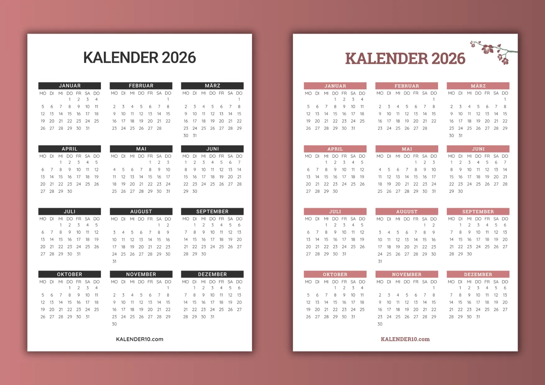 Leerer Kalender Drucken