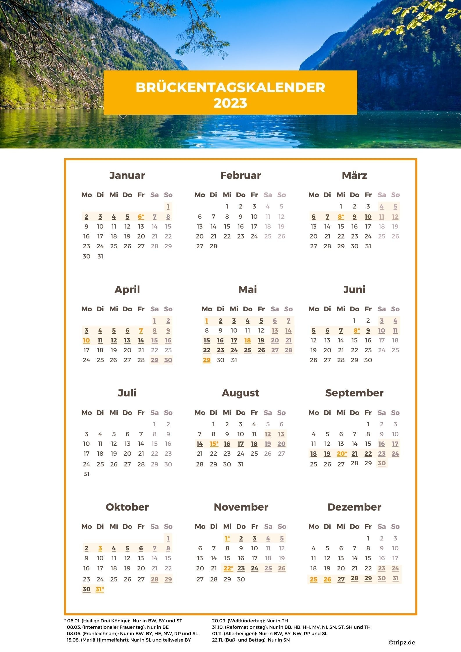 Br ckentagskalender 2023 Jetzt Mehr Urlaub Rausholen