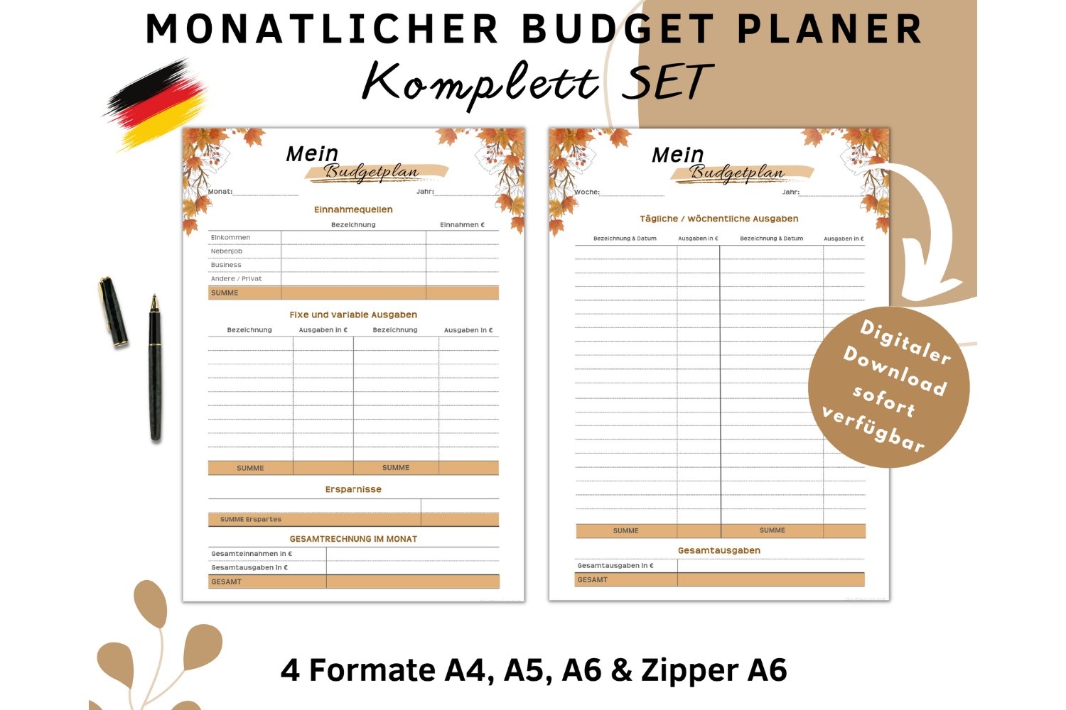 Budget Planer Deutsch In 4 Formaten Ausdruck 2289263 