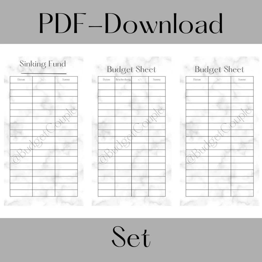 Budget Sheet Set PDF Marble A6 Inserts Budget Sheet Sinking Funds Budget Planner Envelope Method Etsy