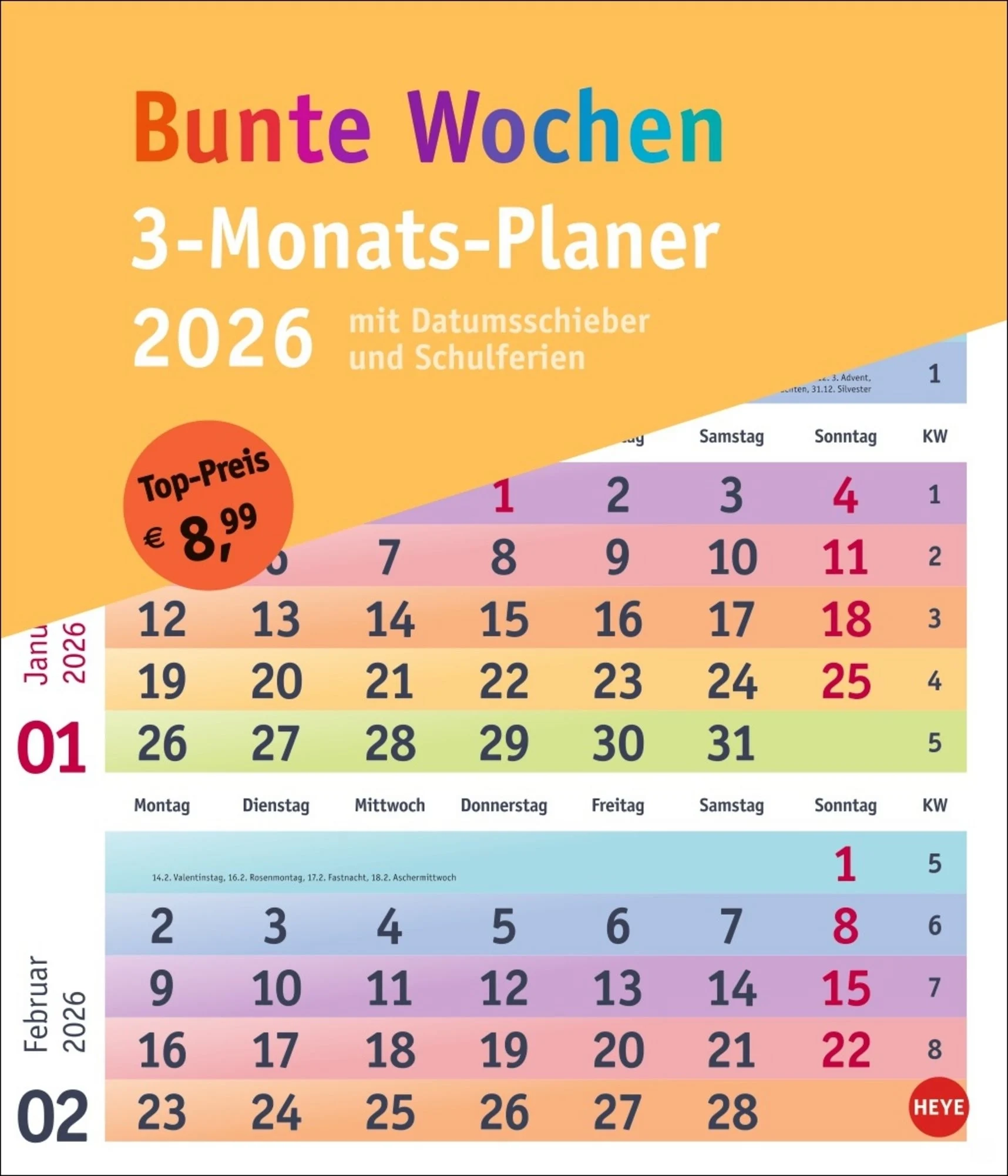 Bunte Wochen 3 Monatsplaner 2026 Kaufen