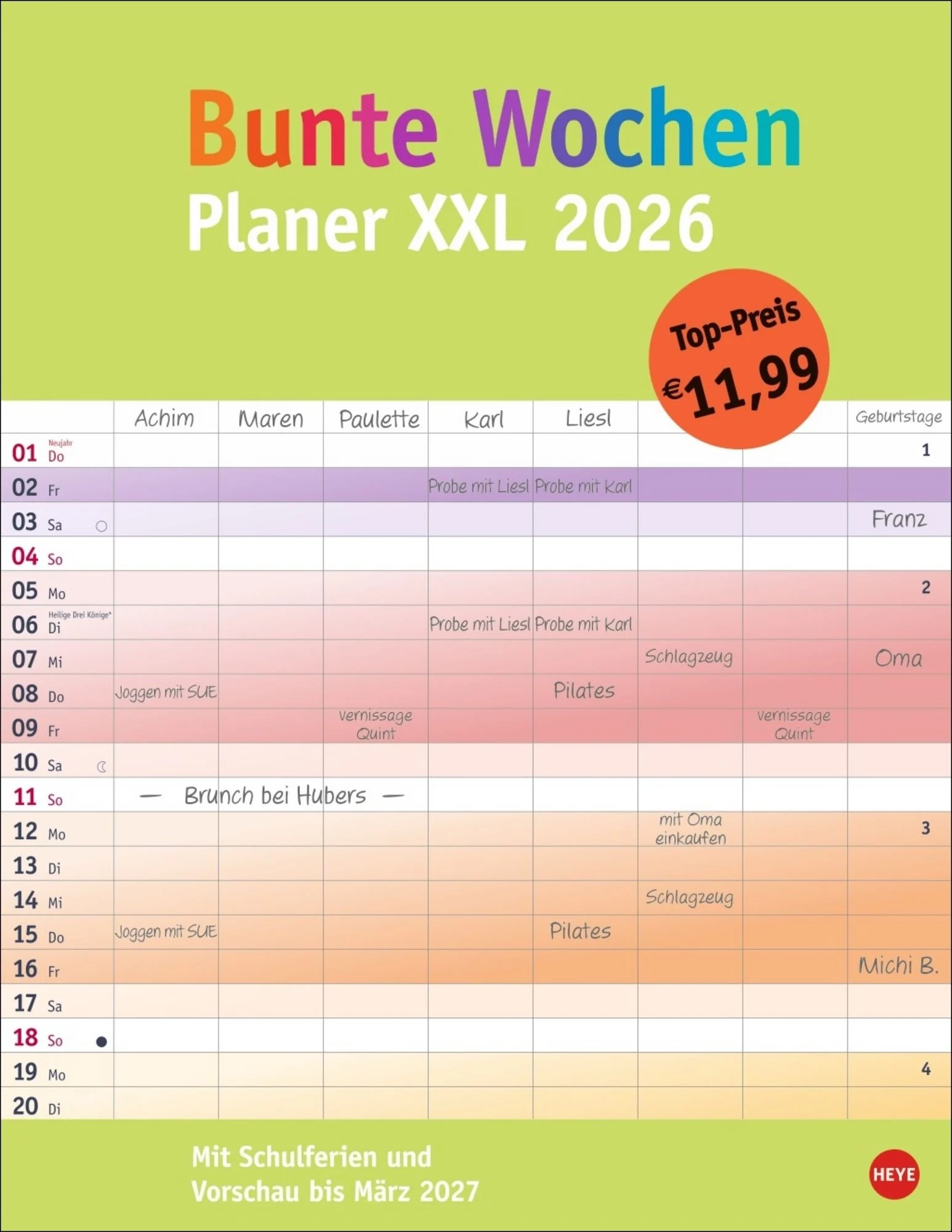 Bunte Wochen Planer XXL 2026 Kaufen