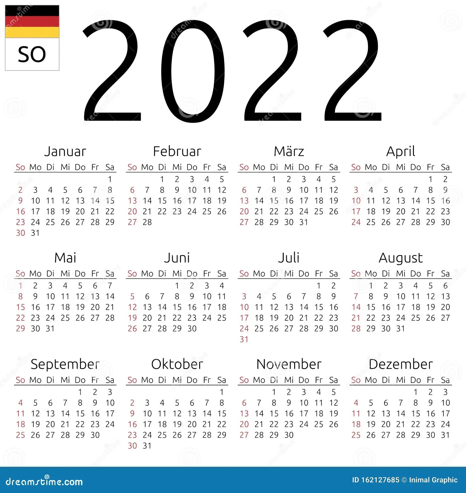 Deutschland Kalender 2022