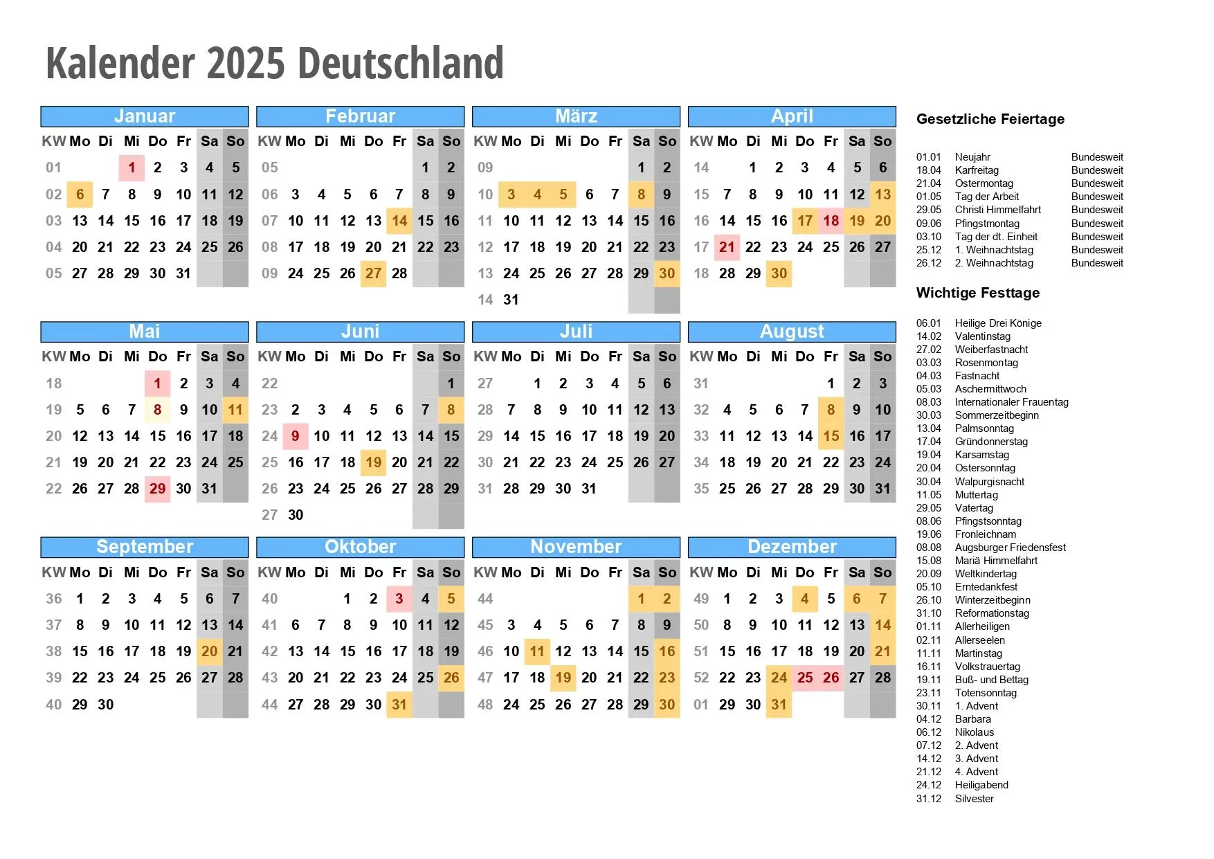 Calendar 2025 12 Months Single Page PDF Download Printable Set Instant Landscape Portrait Etsy