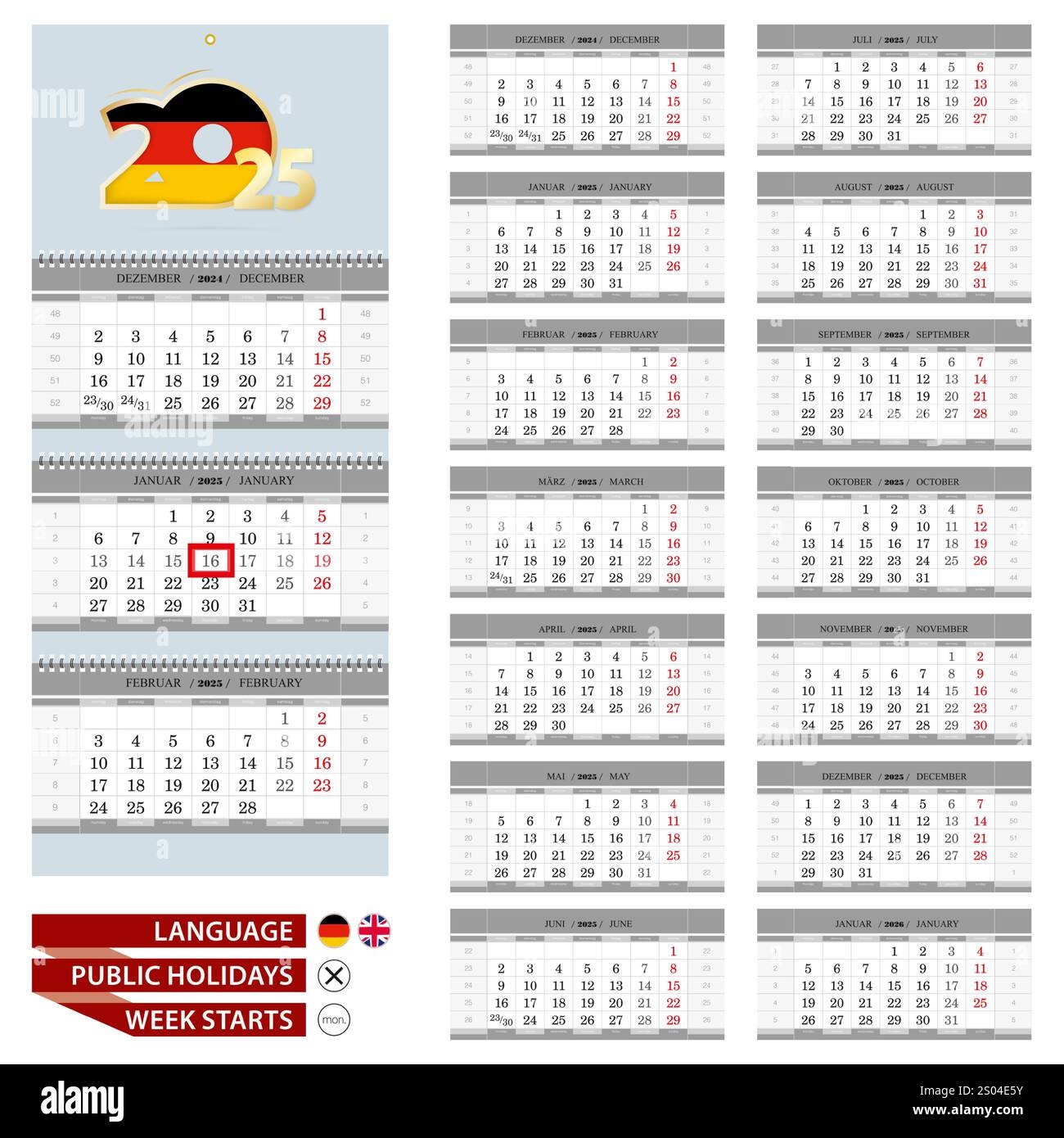 Template Kalender 2025 Deutschland