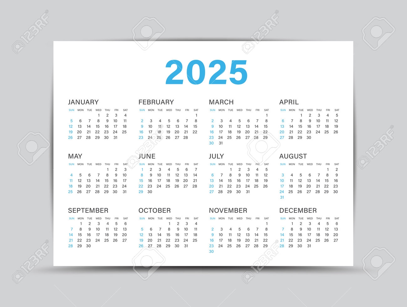 Calendar 2025 Template 12 Months Yearly Calendar Set In 2025 Planner Wall Calendar 2025 Desk Calendar 2025 Vector Illustration Royalty Free SVG Cliparts Vectors And Stock Illustration Image 160899408 