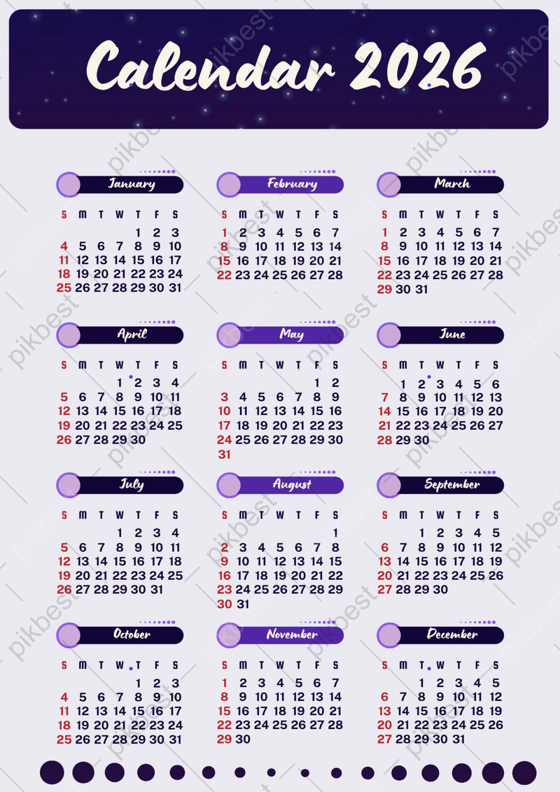 Calendar 2026 In English Backgrounds PNG Free Download Pikbest