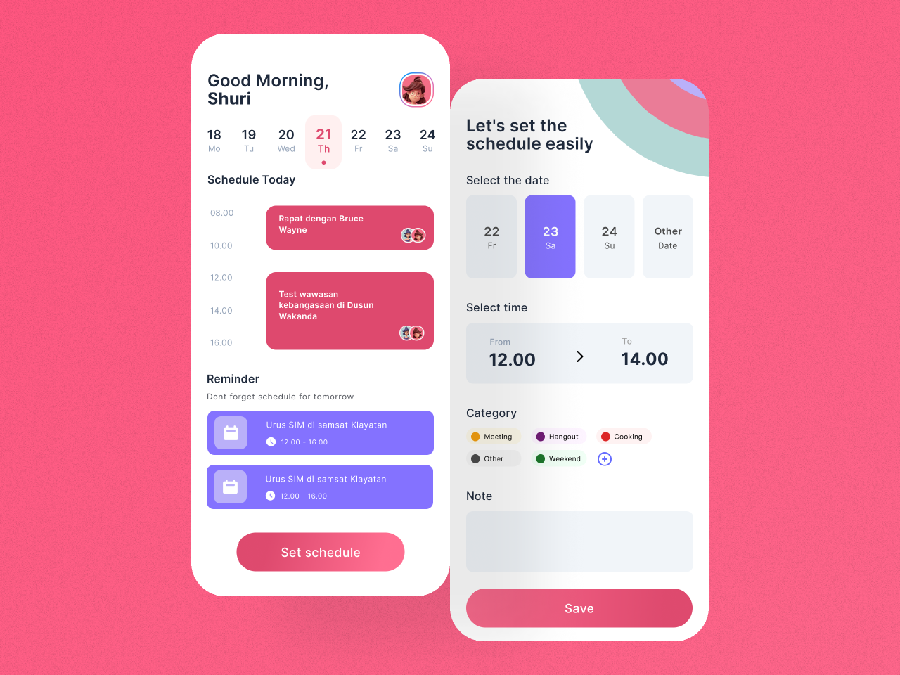 Calendar Mobile App Figma