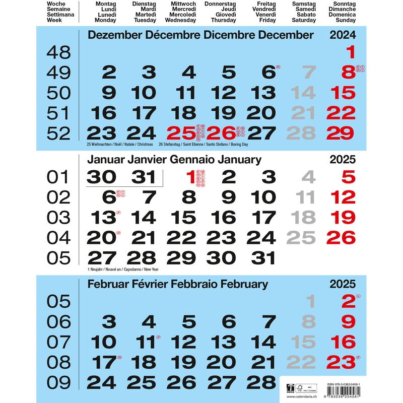 3-Monats Wandkalender 2025