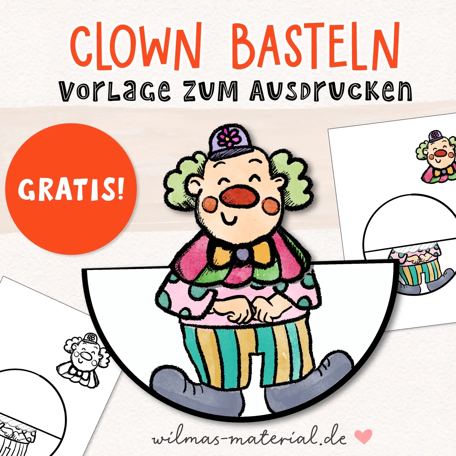 Clown Basteln Vorlage Zum Ausdrucken GRATIS PDF Clown Basteln Vorlage Zum Ausdrucken GRATIS PDF