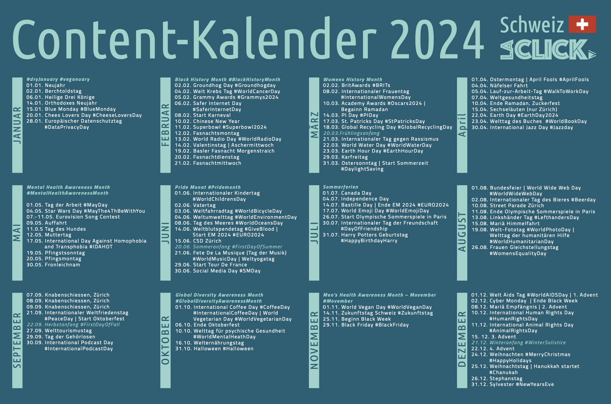 Content Kalender 2024 Deine Perfekte Vorlage