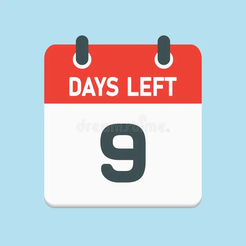 Countdown Kalender Symbol 9 Tage Links Vektor Abbildung Illustration Von Link Ansage 249473912
