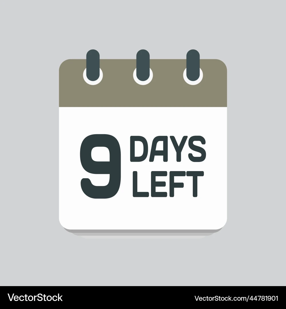 Countdown Tagesseite Kalendersymbol 9 Tage Links