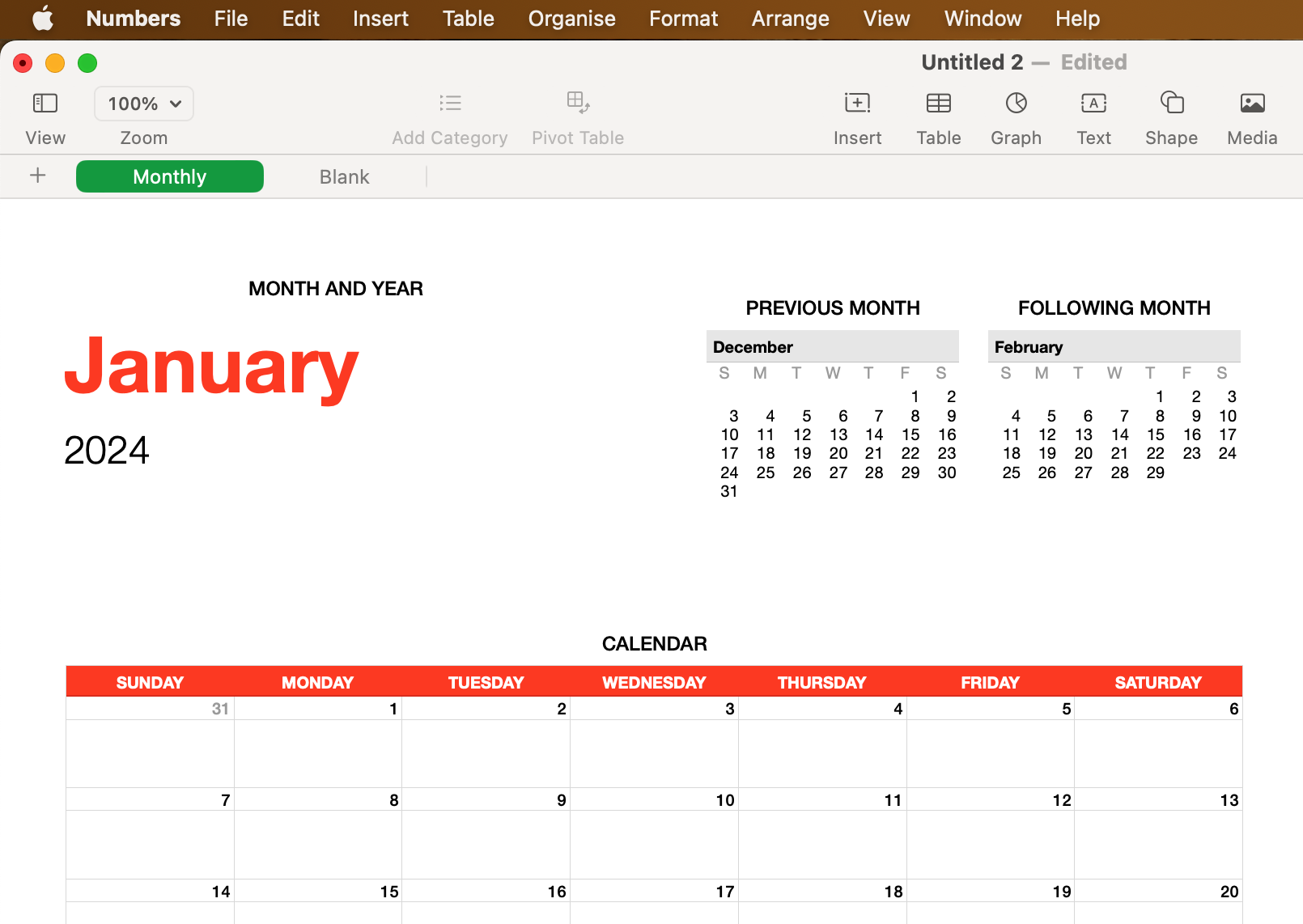 Chnaging Numbers Kalender