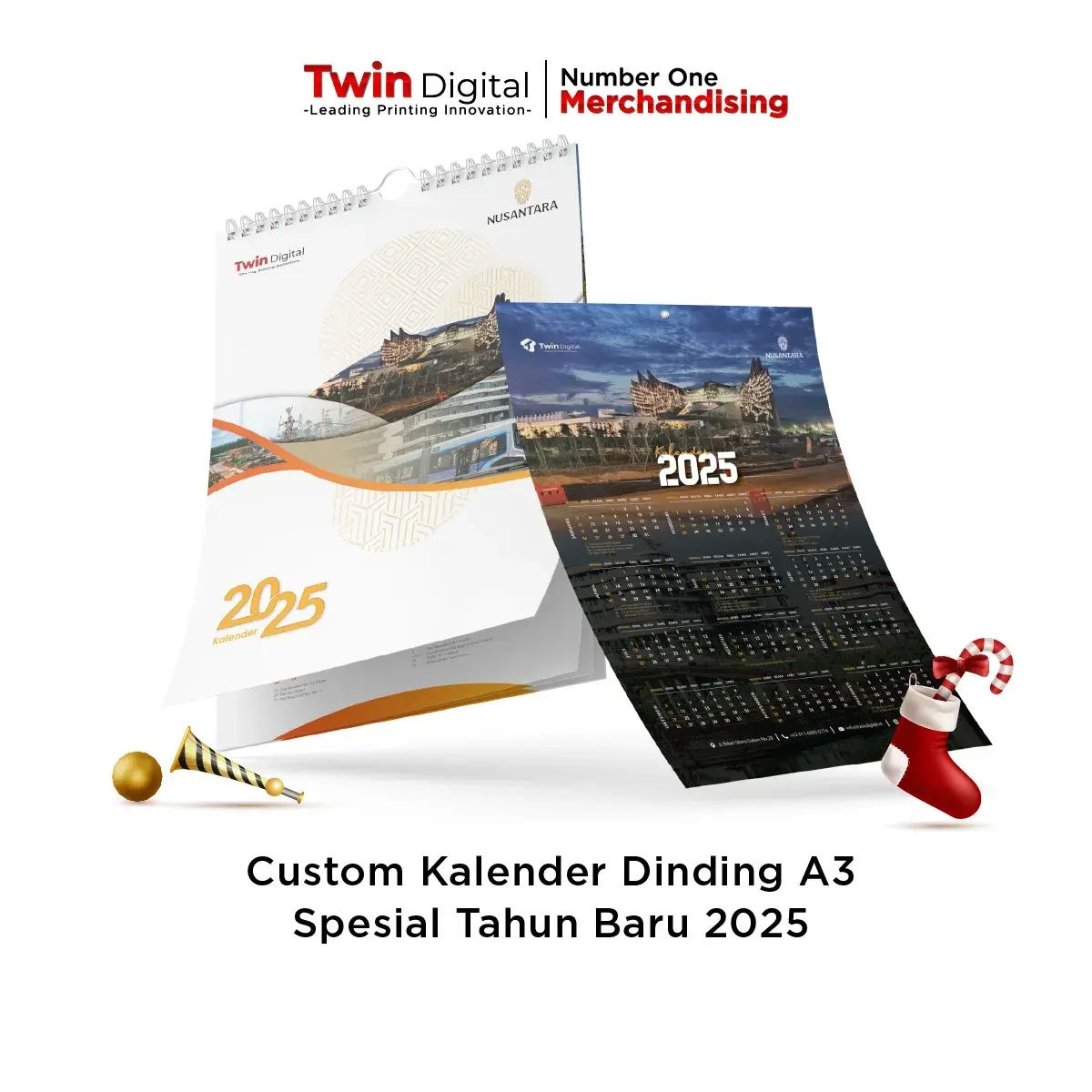 Custom Kalender Dinding Ukuran A3 Twin Digital