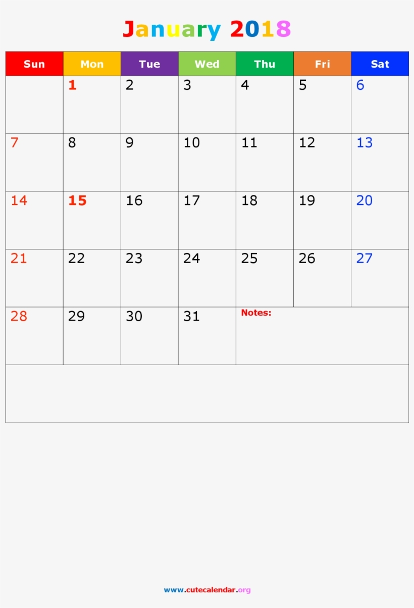 Cute January Calendar Notes Portrait Kalender Pinterest Kalender Note Januari 2018 Free Transparent PNG Download PNGkey