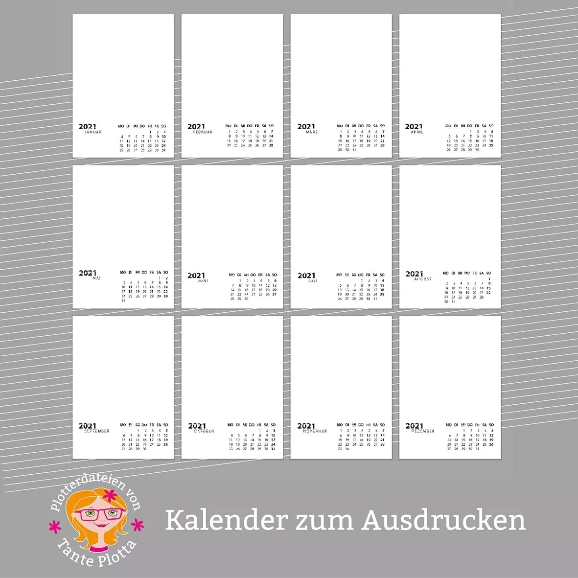 Datei Zum Ausdrucken Kalender 2021 Blanco Tante Plotta