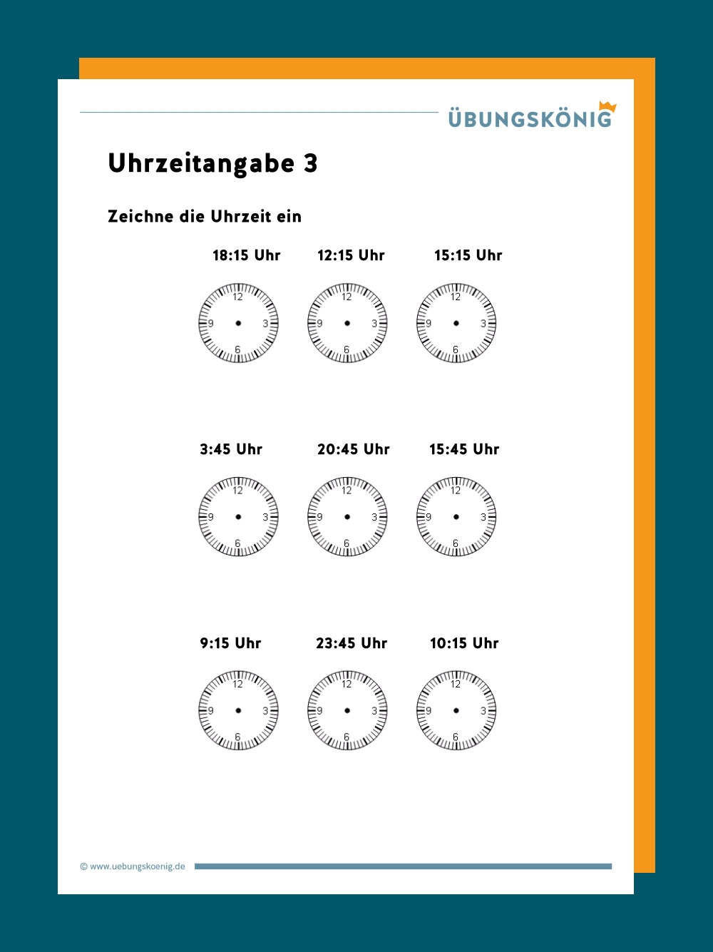 Uhrzeit Arbeitsblätter Zum Ausdrucken