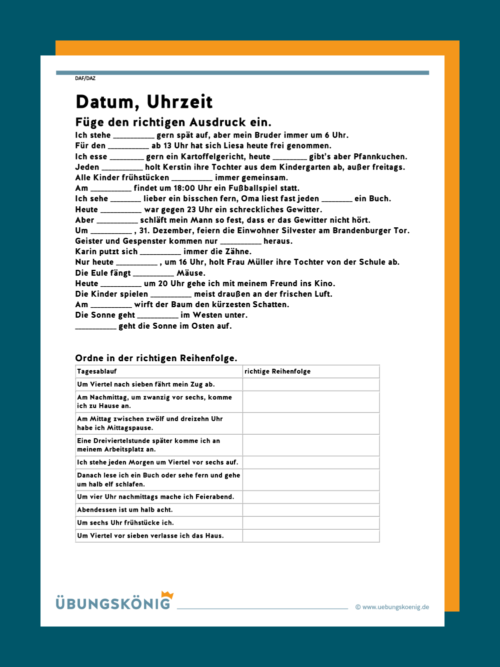 DaZ DaF Datum Uhrzeit DaZ DaF Datum Uhrzeit