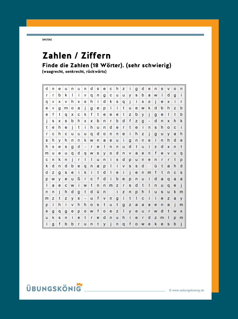 DaZ DaF Kardinalzahlen