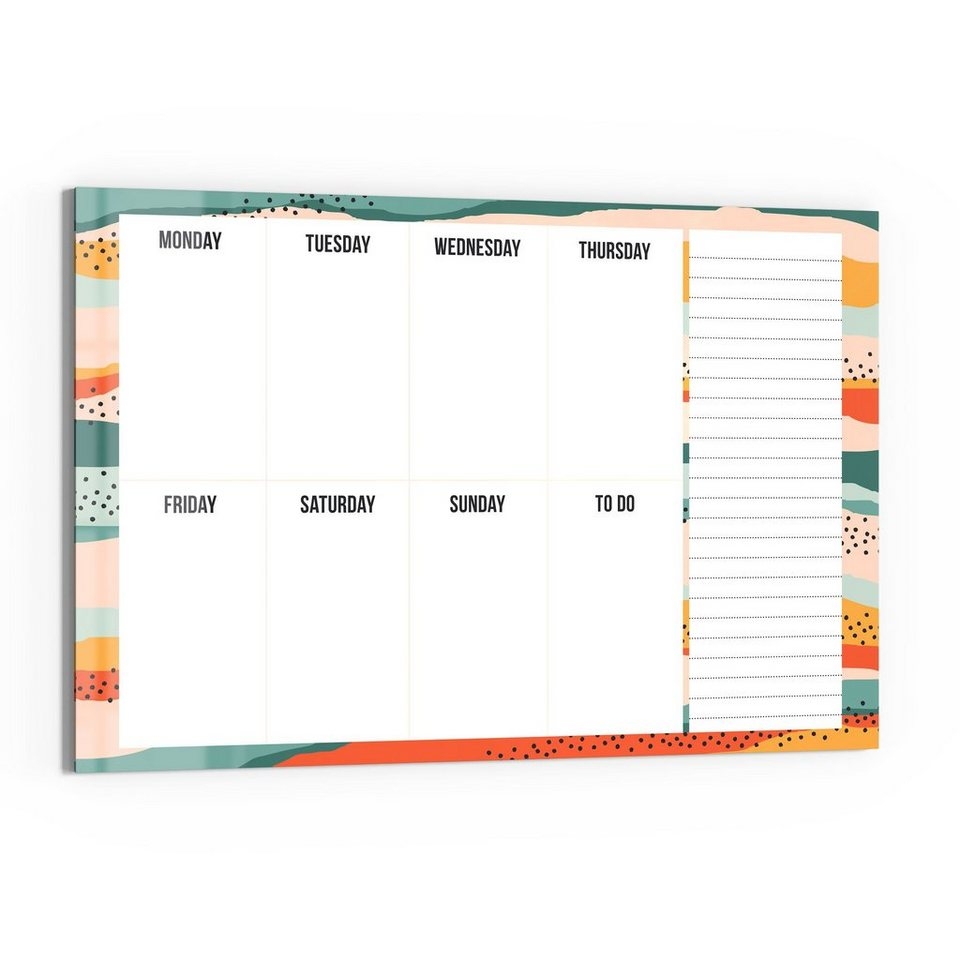 DEQORI Magnettafel Wochenplan Mit Notizfeld Whiteboard Pinnwand Beschreibbar Magnetboard