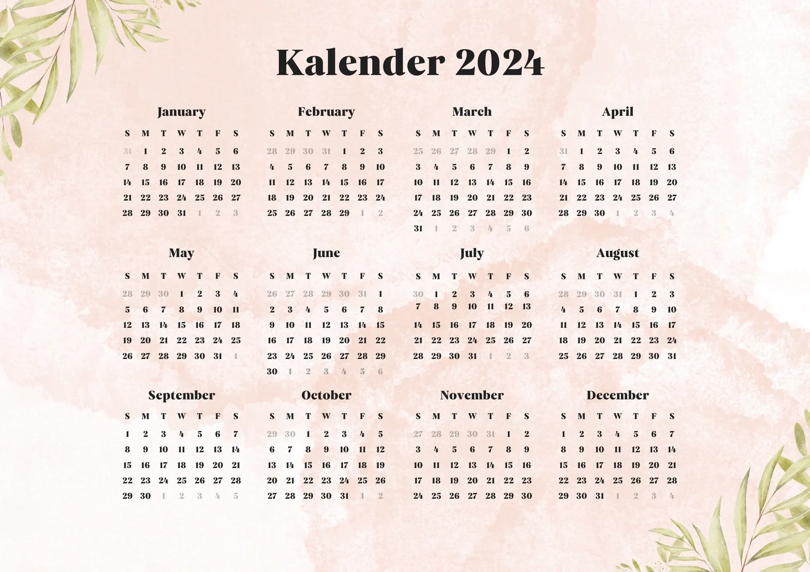 Desain Kalender Online Personalisasi Pesan Cetak Di Canva