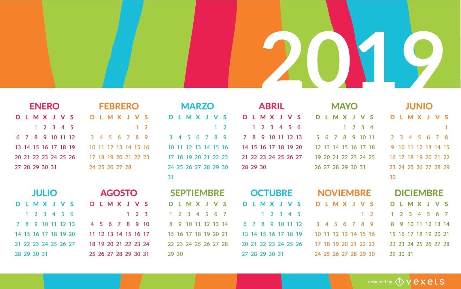 Deutsch 2019 Kalendar Design Vektor Download