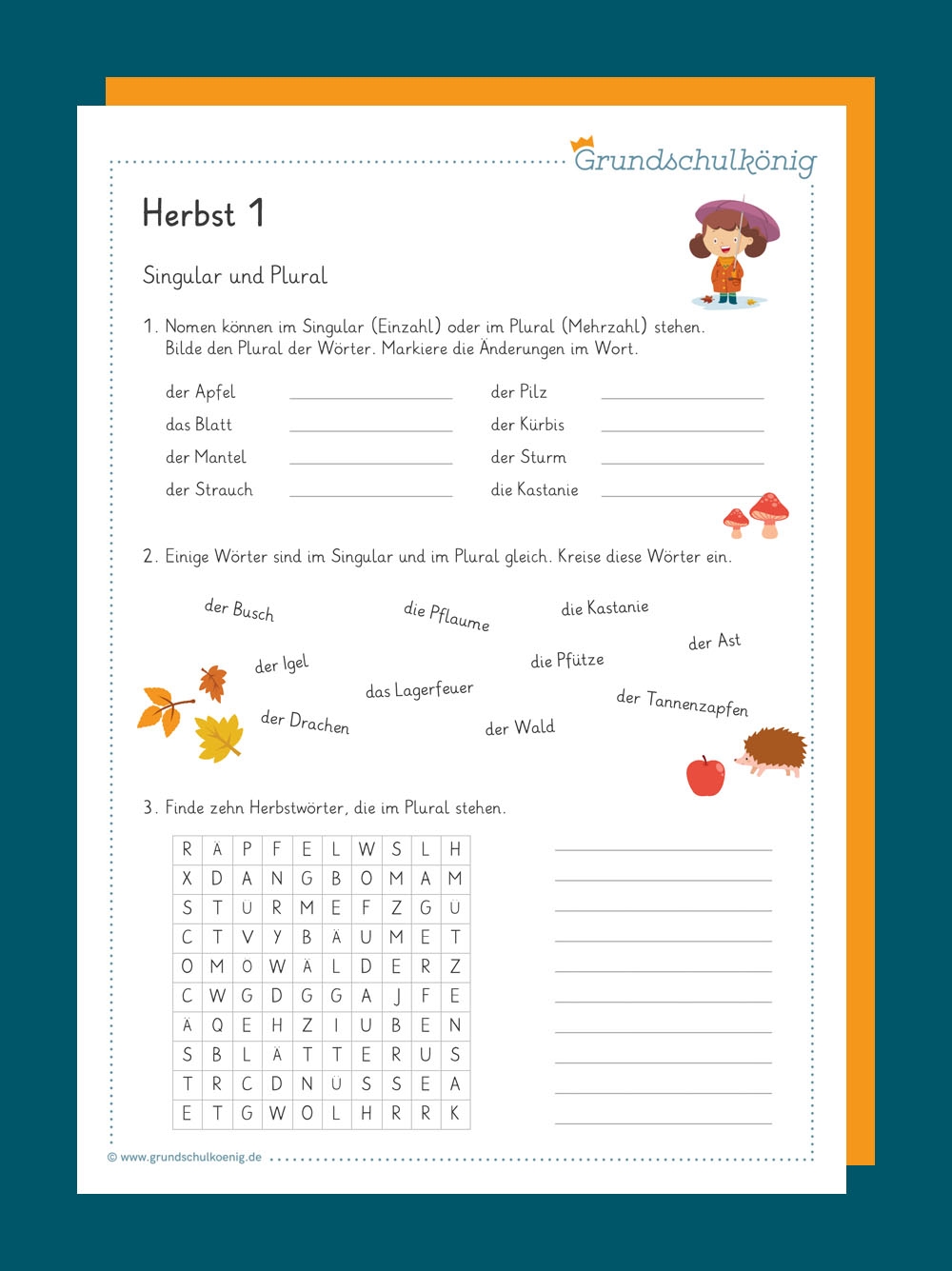 Deutsch Arbeitsbl tter F r Herbst