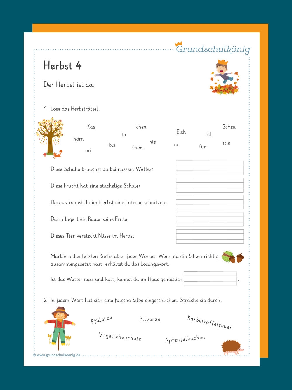 Deutsch Arbeitsbl tter F r Herbst
