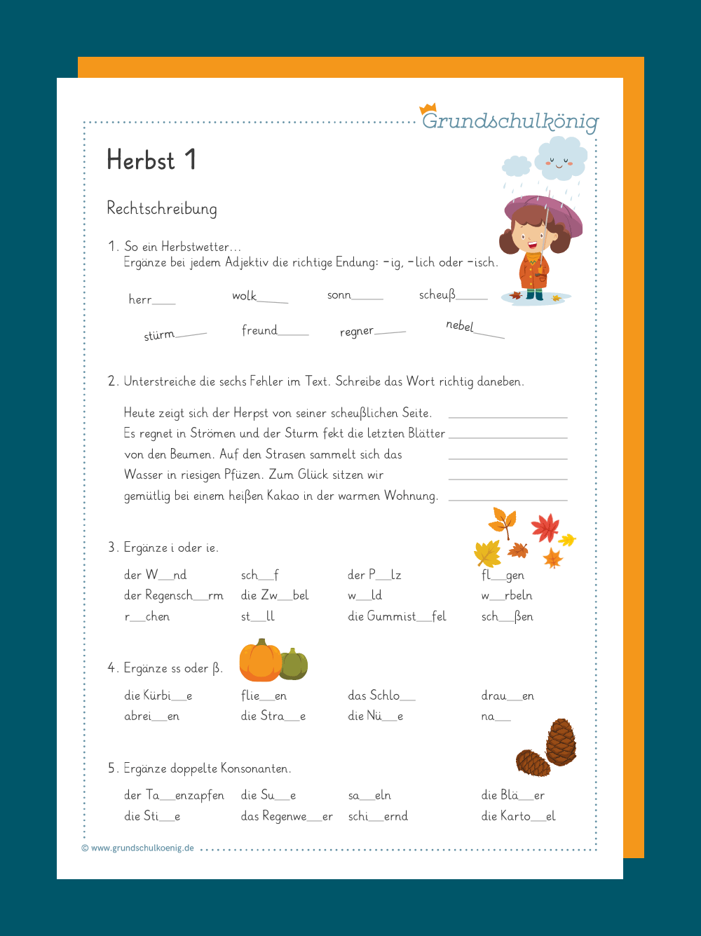 Grundschule Herbst Arbeitsblätter