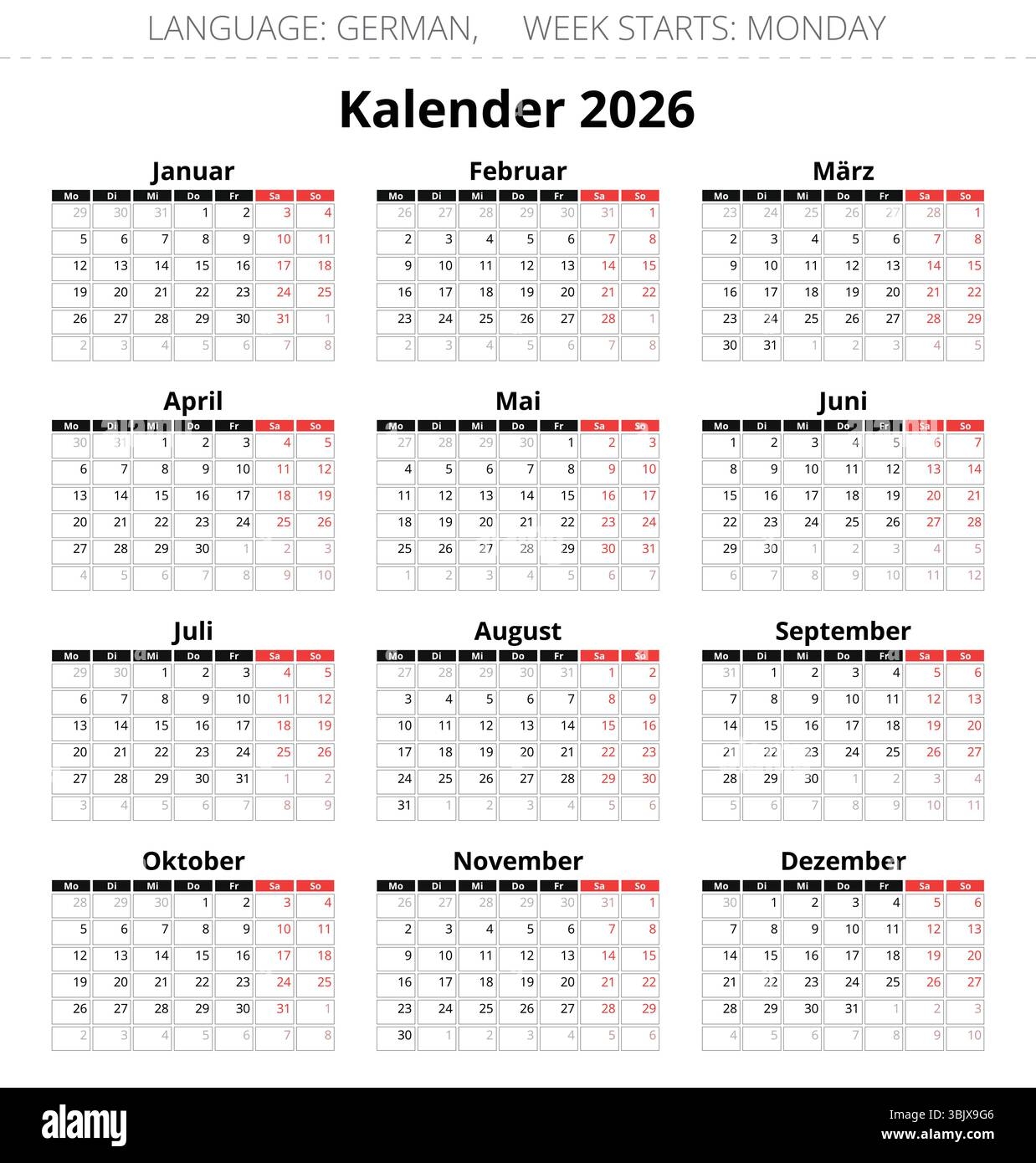 Kalender 2026 Deutschland
