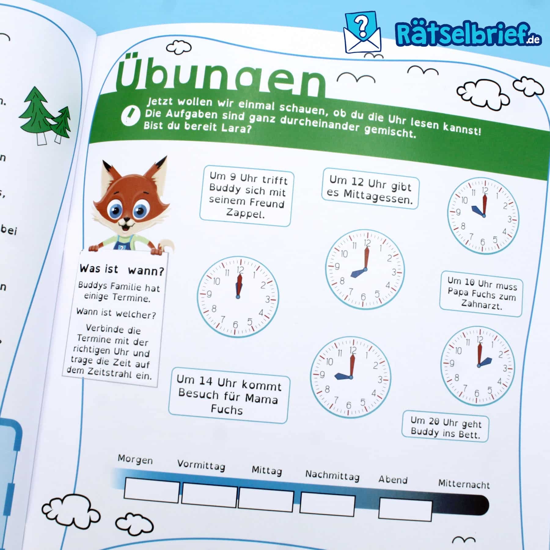 Uhrzeit Lesen Lernen Fuchs Arbeitsblätter