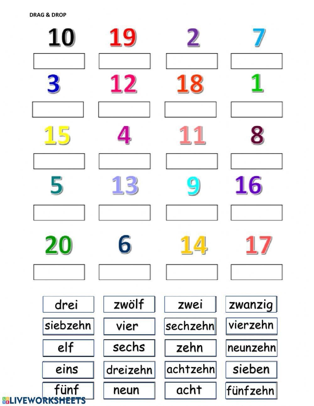 Die Zahlen Free Interactive Worksheets 348886