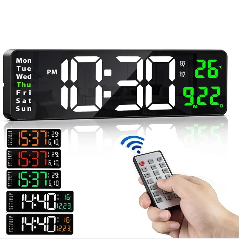 Digitaler Kalender Wand Emeco Wanduhr XL Grosse LED Digital Wanduhr Mit Datum Temperatur Alarm Clock 36 X 15 S0xas0qy Schlafzimmer Uhr Funk