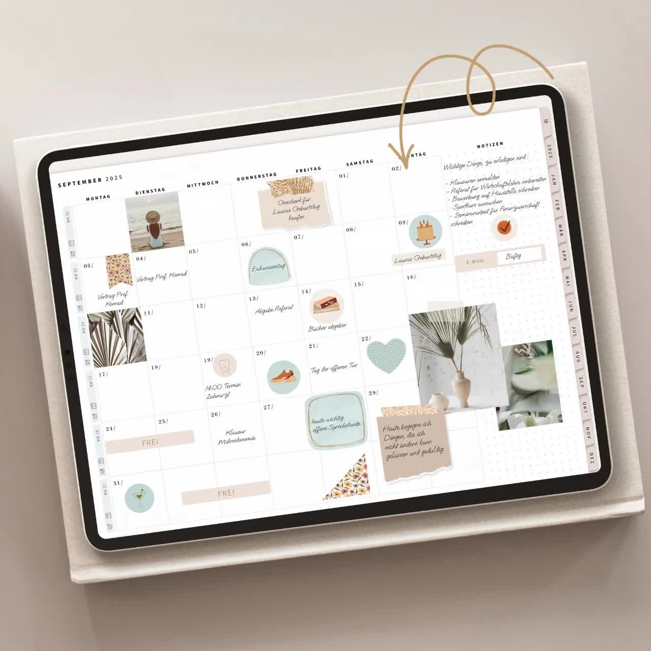 Digitaler Planer 2025 2026 Deutsch GOODNOTES Kalender IPad Planner Bullet Journal Digital Beige 1000 Digitale Sticker Minimalist Etsy
