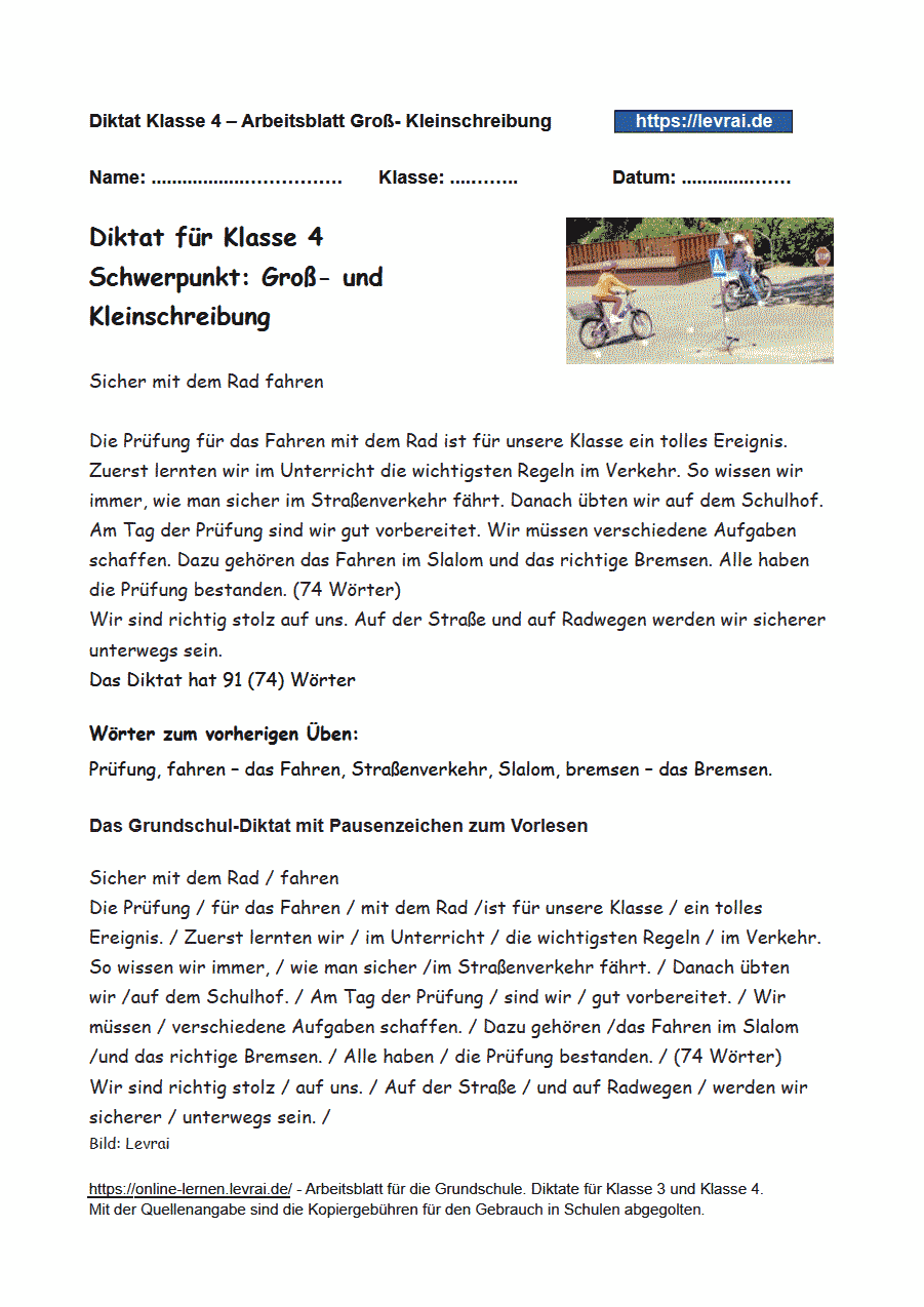 Diktate Zur Gro Und Kleinschreibung In Klasse 4