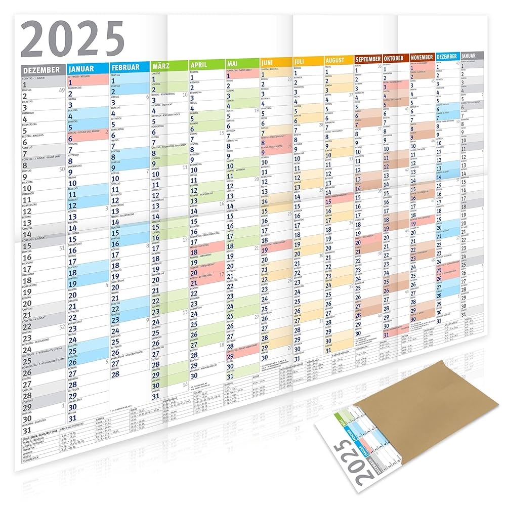 Din A1 Wandkalender F r 2025 Jahreskalender Monats bersicht 59 4 Cm X 84 1 Cm Planer Termine Geburtstage Bspw F r B ro Zuhause Jahresplaner Monatsplaner Familienkalender Kalender Gefaltet Amazon de B robedarf Schreibwaren